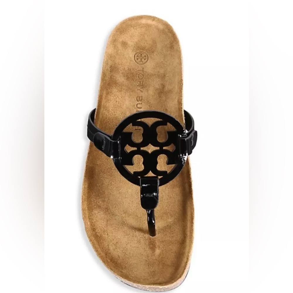 Tory Burch Miller Cloud Sandals Patent black suede